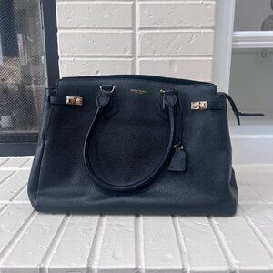 Henri Bendel Black Pebbled Leather Gold Tone Purse Bag w/ Dust Bag